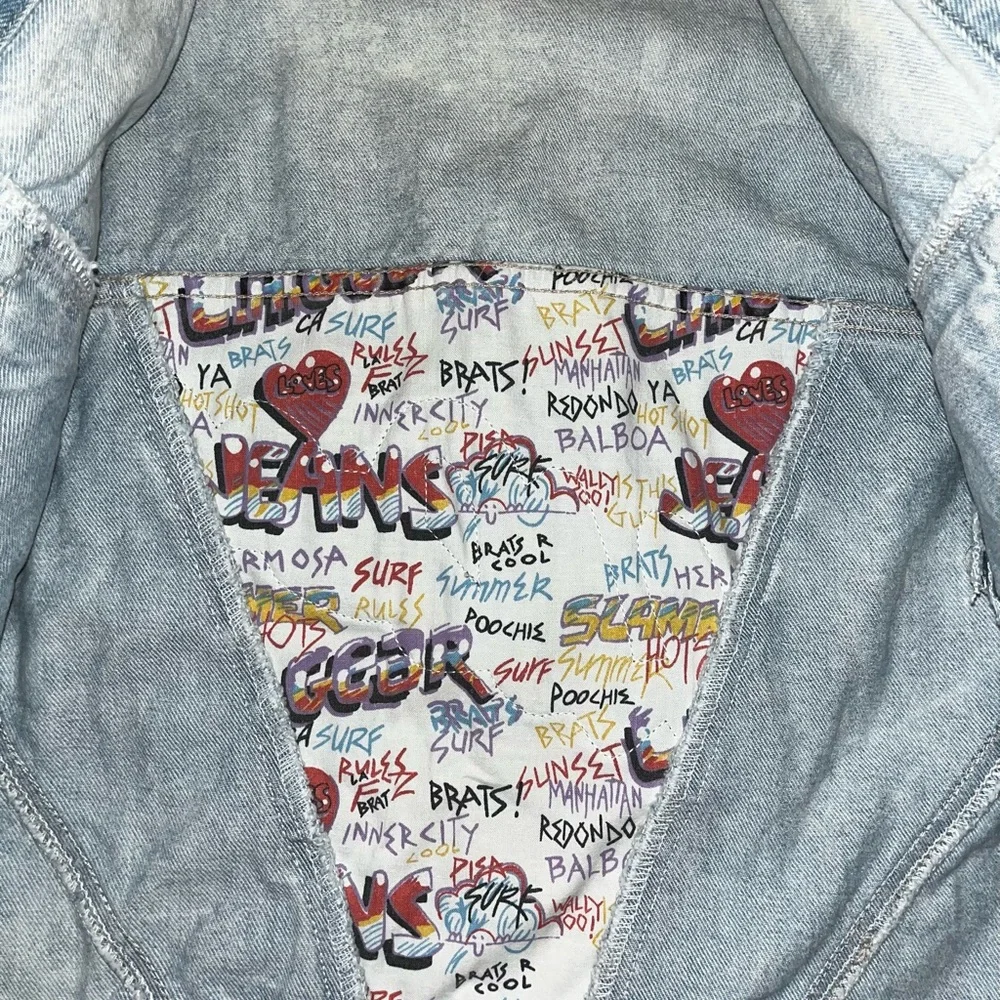 Vintage 1980s L.A. LA Gear Stone Acid Washed Denim Jean Jacket S Small - Picture 6 of 6